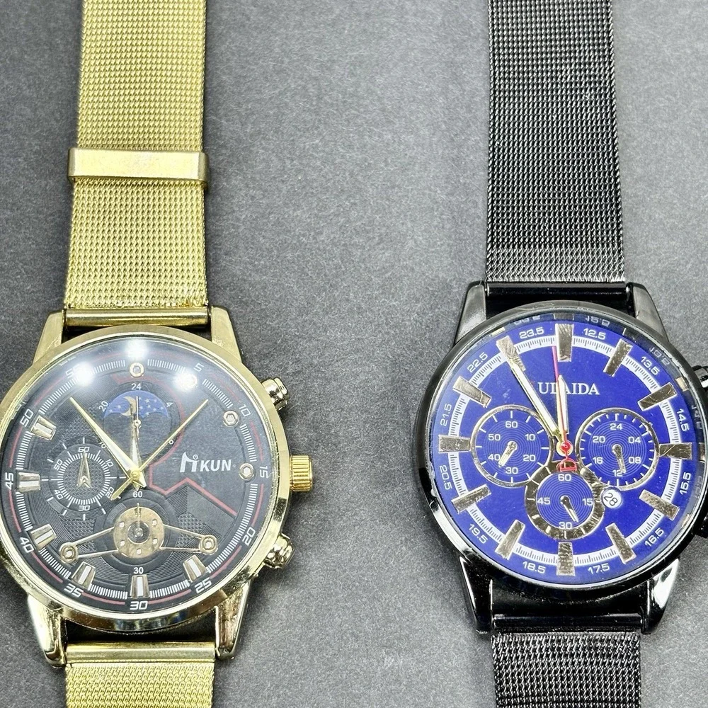DEYROS Multifunctional Calendar Luminous‎ Men's Watches lot of 2 TESTED